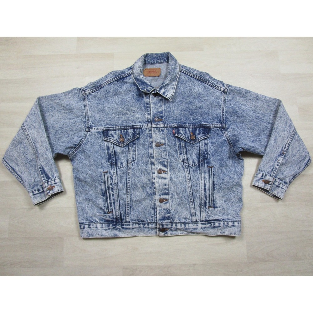 Vintage 80s Levis Acid Wash Denim Trucker Jacket (XL) 70507 0219 Thrashed USA